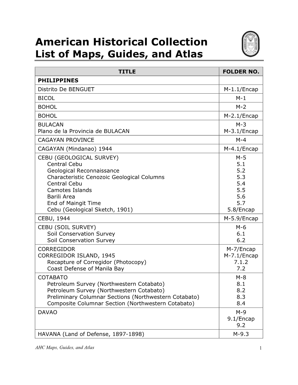 Guide to Map Collection