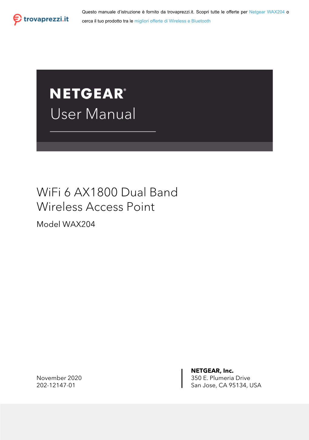 Wifi 6 AX1800 Dual Band Wireless Access Point WAX204