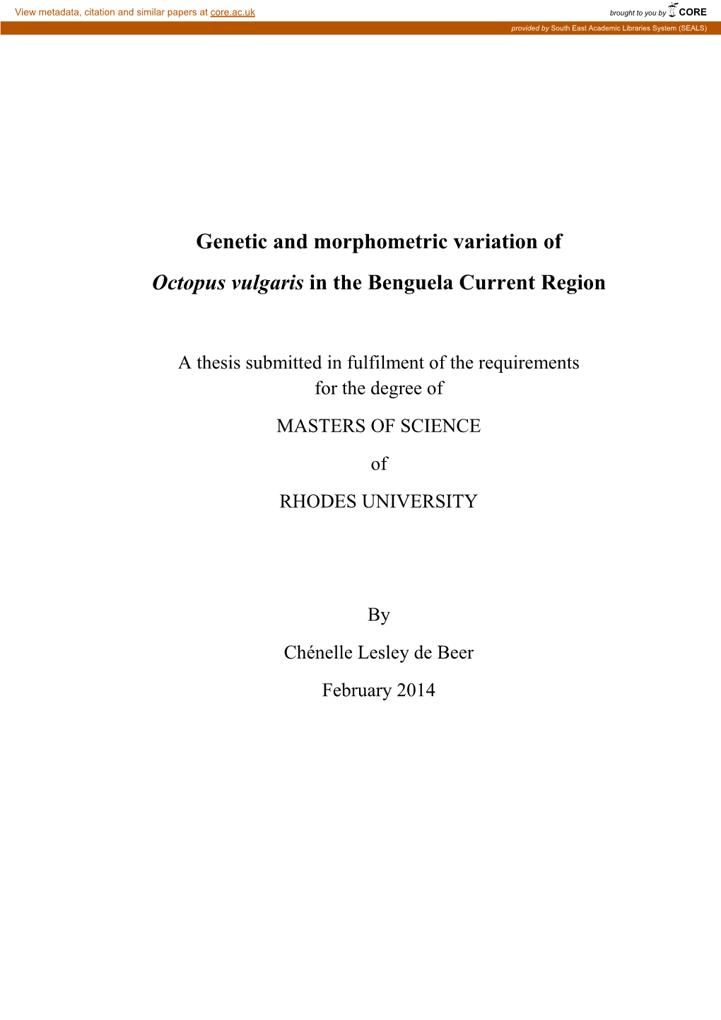 Comparison of the Genetic and Morphometric Variation of Octopus