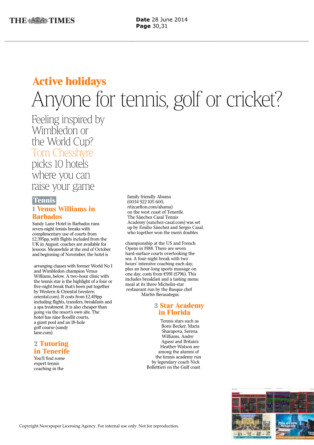 Anyone for Tennis, Golf Or Cricket?