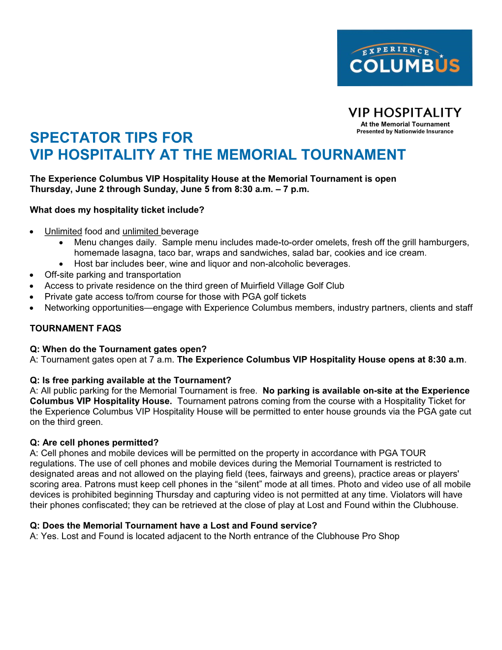 Spectator Tips for Vip Hospitality at the Memorial Tournament