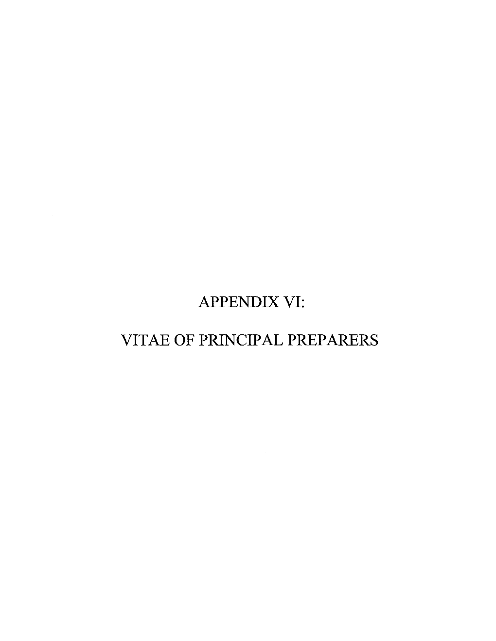 Appendix VI: Vitae of Principal Preparers