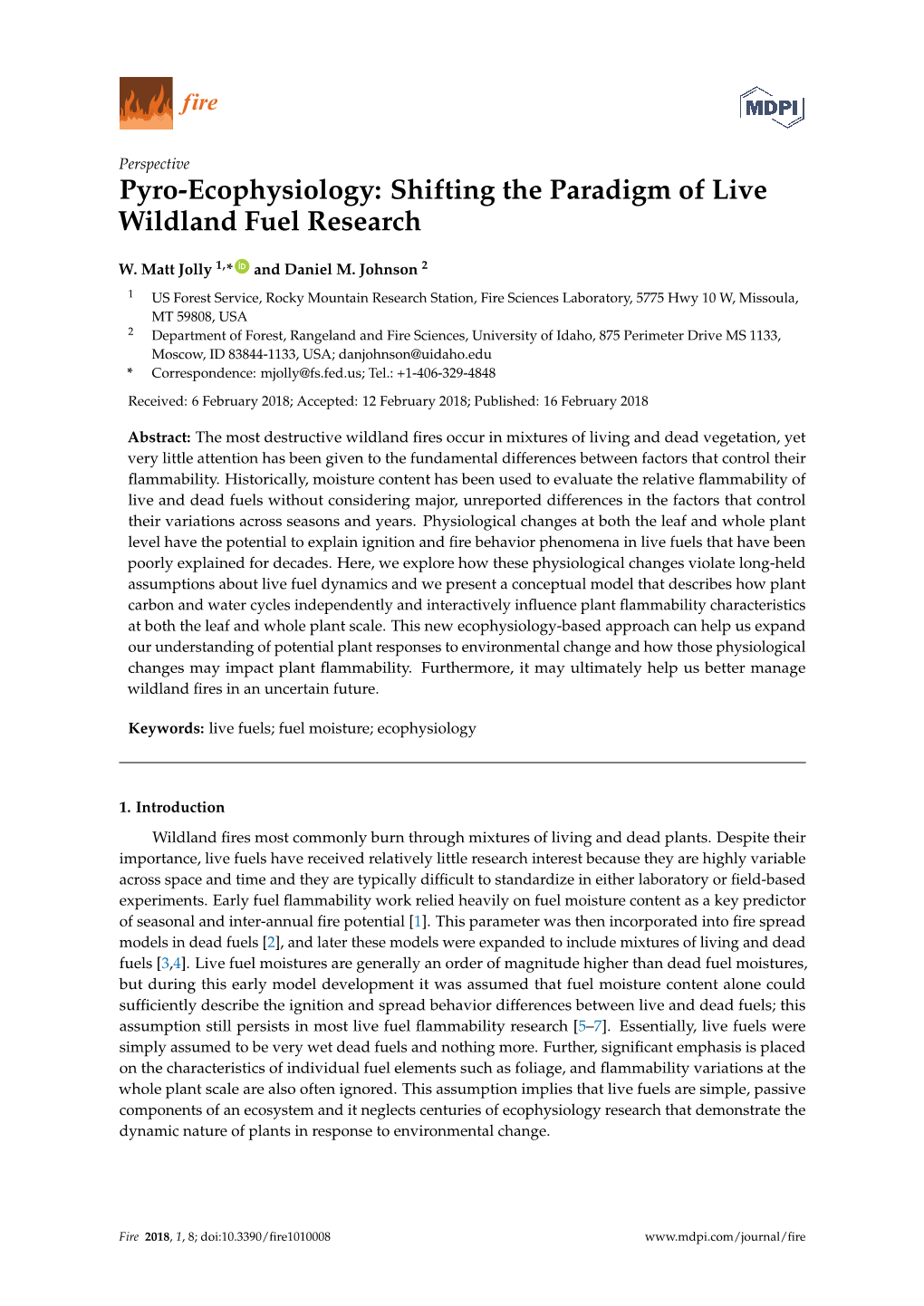 Pyro-Ecophysiology: Shifting the Paradigm of Live Wildland Fuel Research