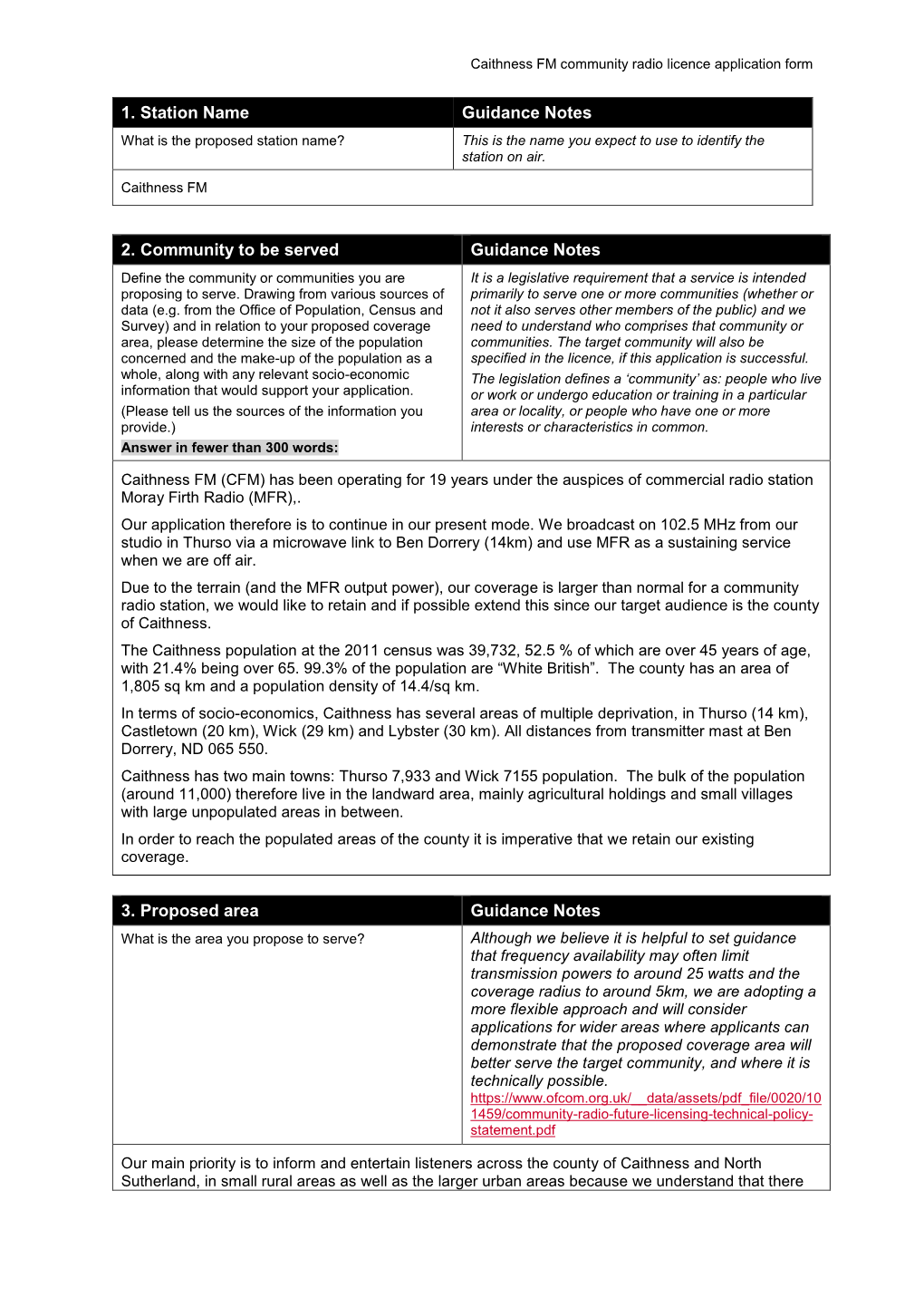 Caithness FM Community Radio Licence Application Form