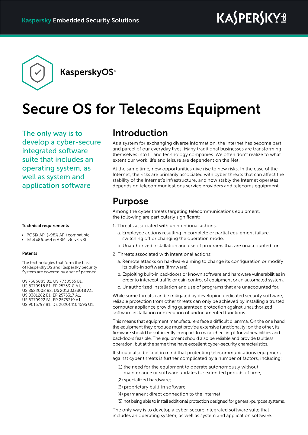 Secure OS for Telecoms Equipment