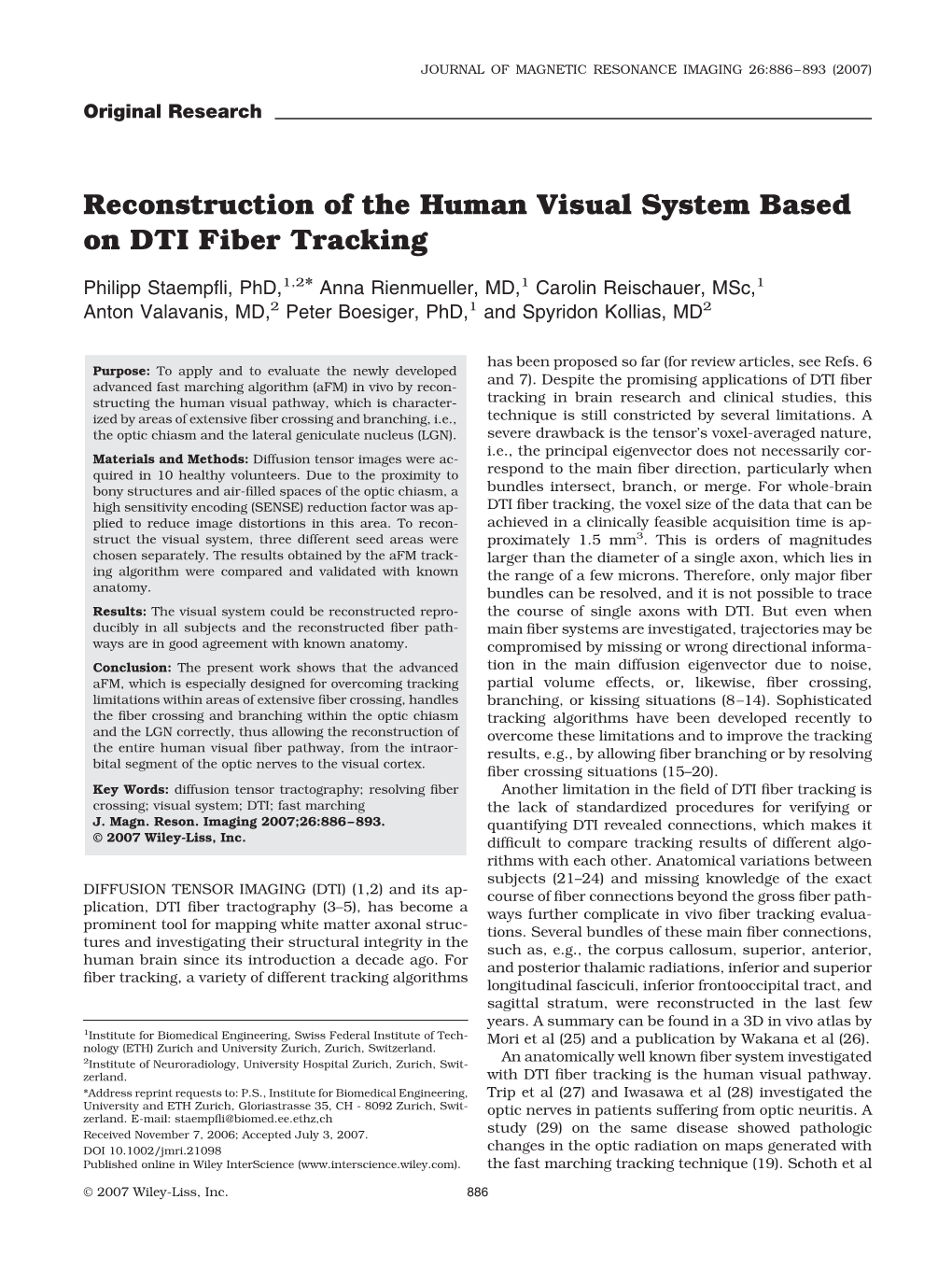 Reconstruction of the Human Visual System Based on DTI Fiber Tracking