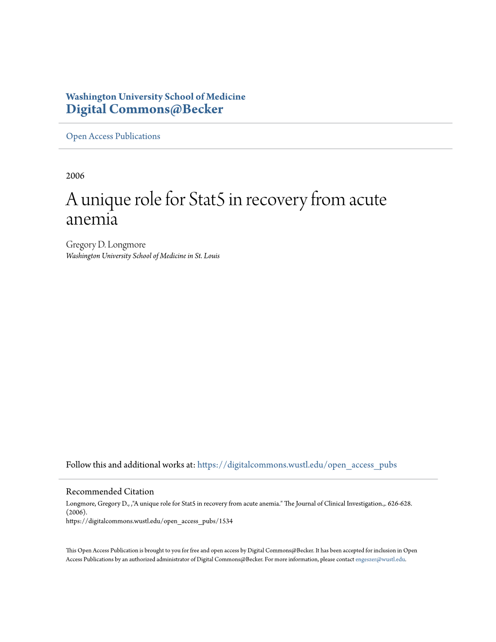 A Unique Role for Stat5 in Recovery from Acute Anemia Gregory D