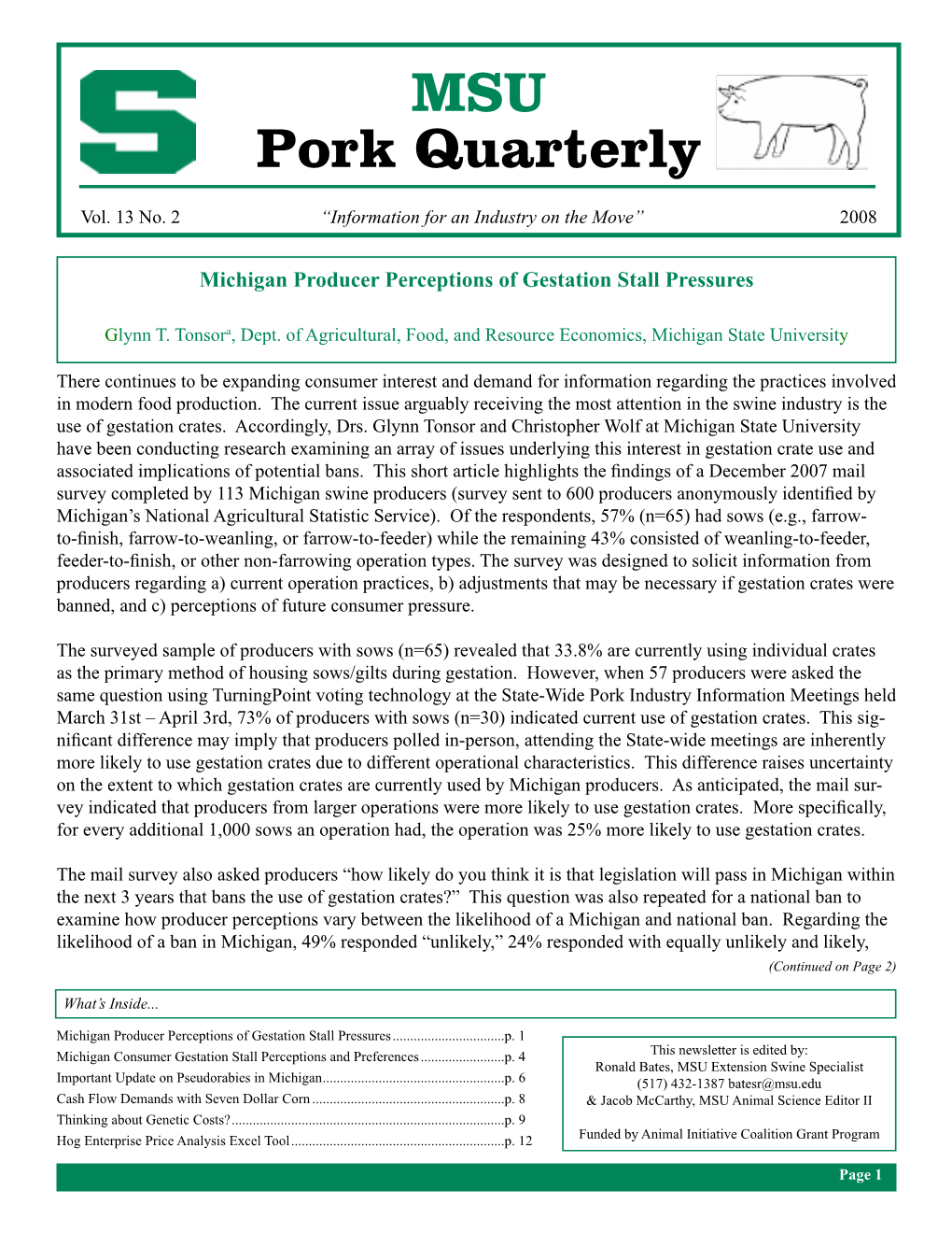 MSU Pork Quarterly