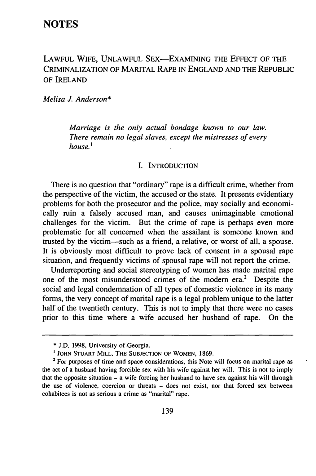 Lawful Wife, Unlawful Sex-Examining the Effect of the Criminalization of Marital Rape in England and the Republic of Ireland