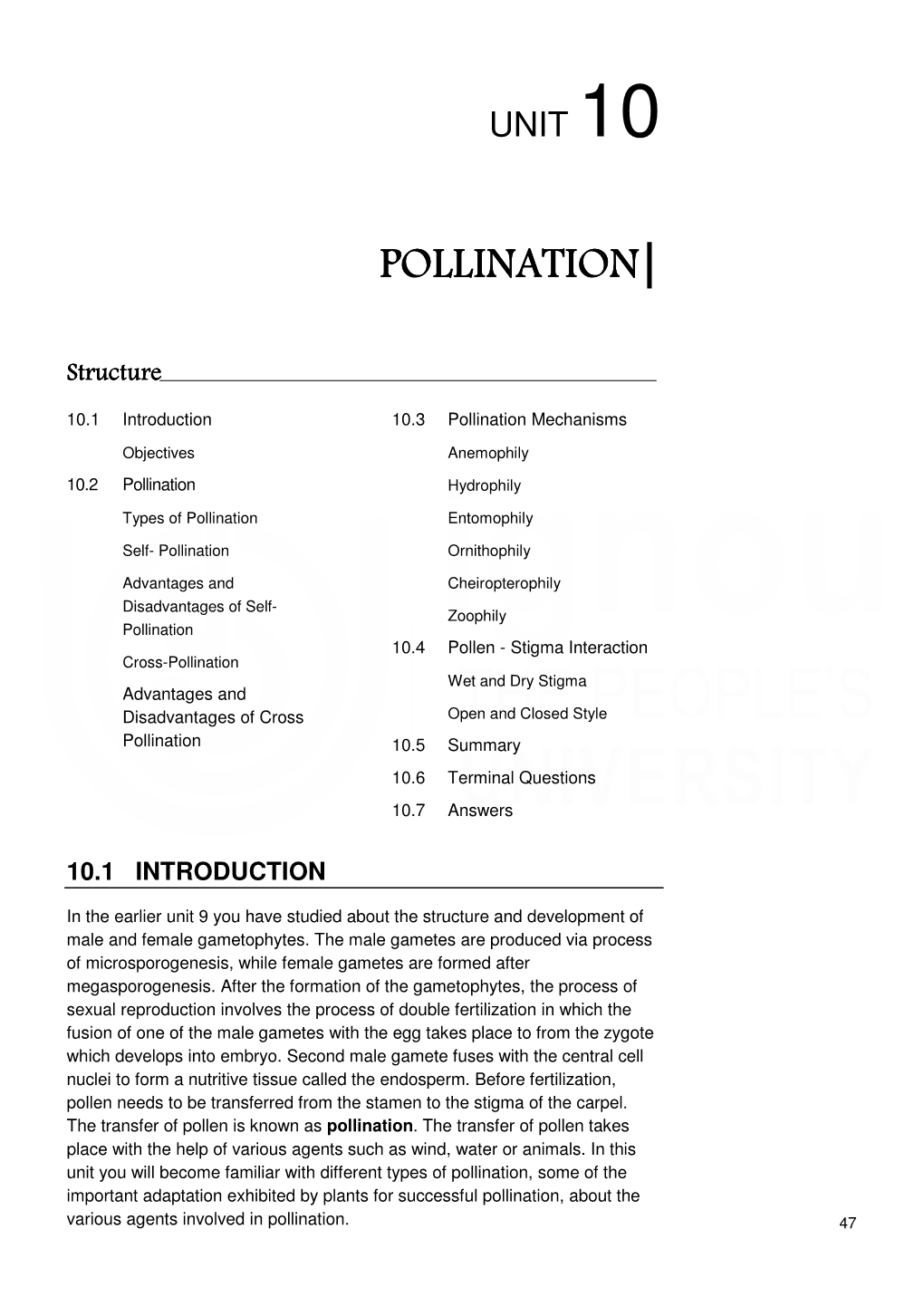 10.2 Pollination Hydrophily