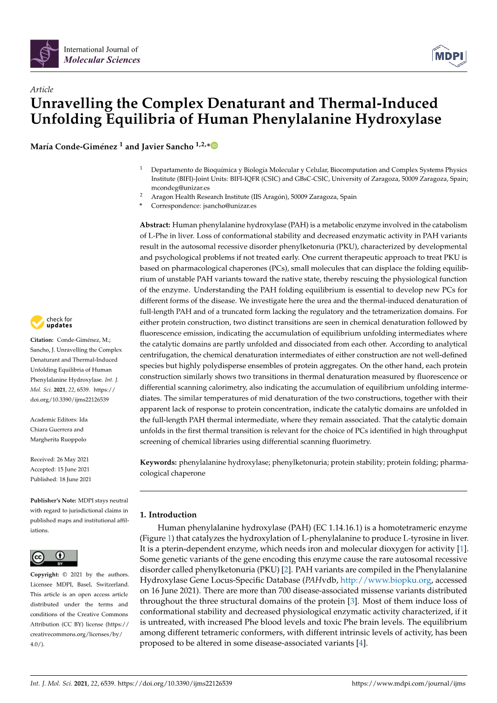 Unravelling the Complex Denaturant and Thermal-Induced Unfolding Equilibria of Human Phenylalanine Hydroxylase