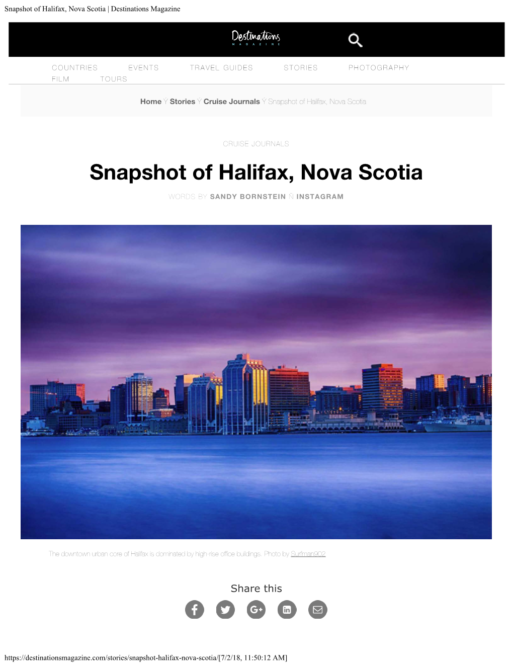 Snapshot of Halifax, Nova Scotia | Destinations Magazine