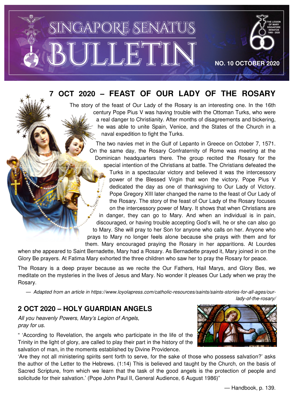 7 Oct 2020 – Feast of Our Lady of the Rosary