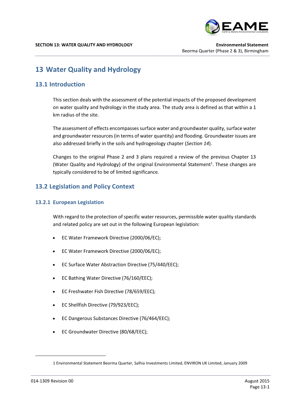 13 Water Quality and Hydrology