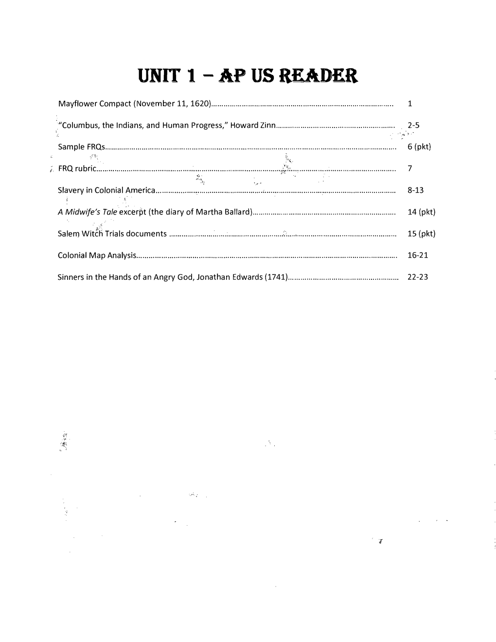 Unit 1 - Ap Us Reader