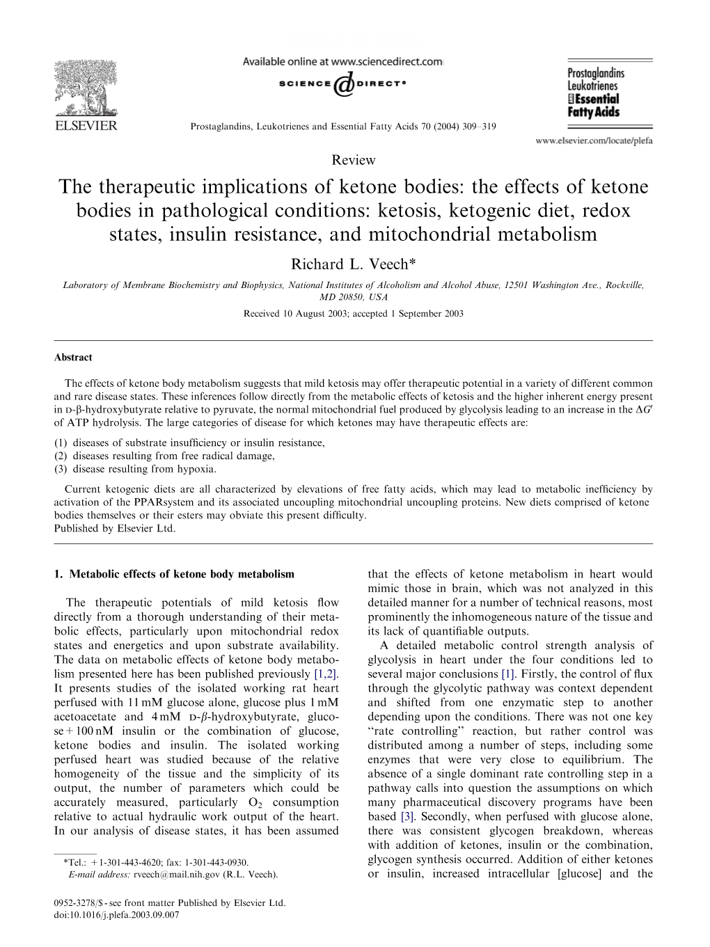 The Therapeutic Implications of Ketone Bodies: the Effects of Ketone Bodies