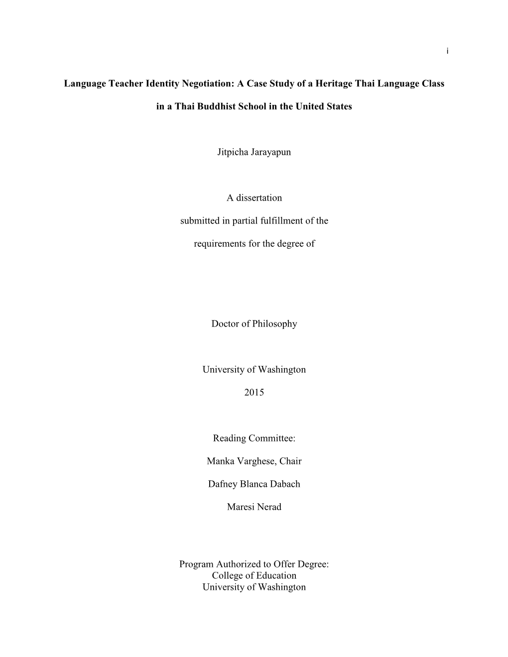 A Case Study of a Heritage Thai Language Class in a Thai Buddhist School in the United States