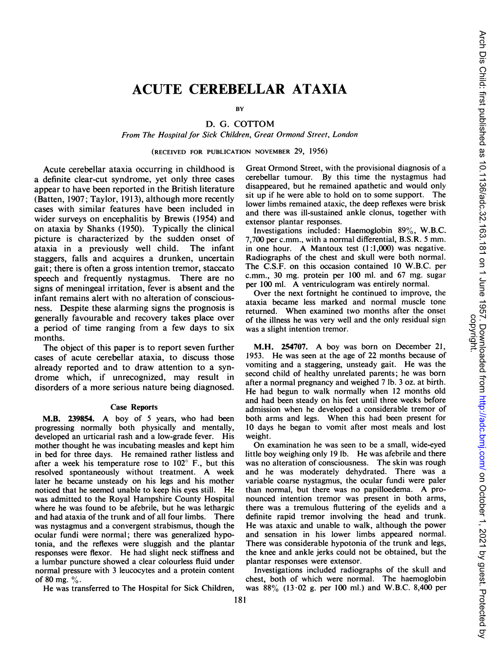 Acute Cerebellar Ataxia