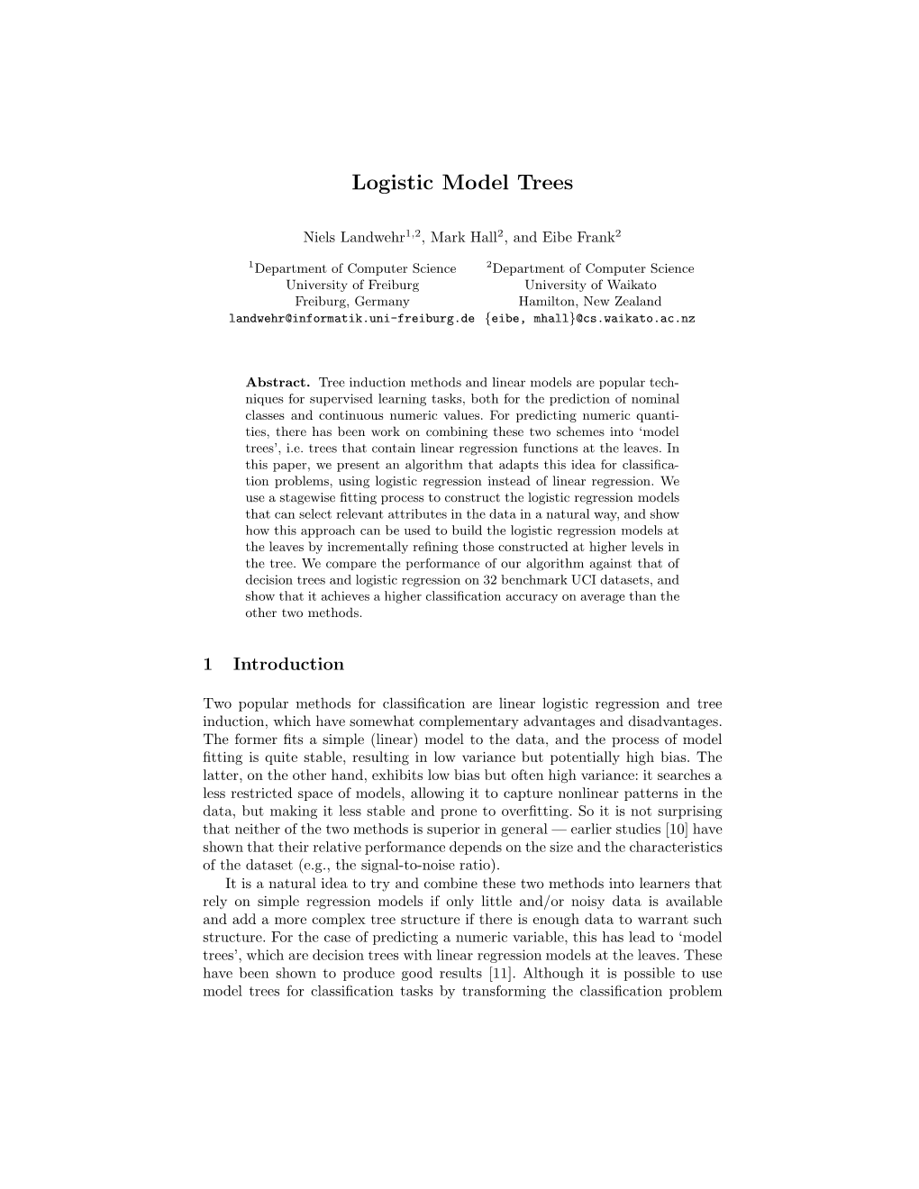 Logistic Model Trees