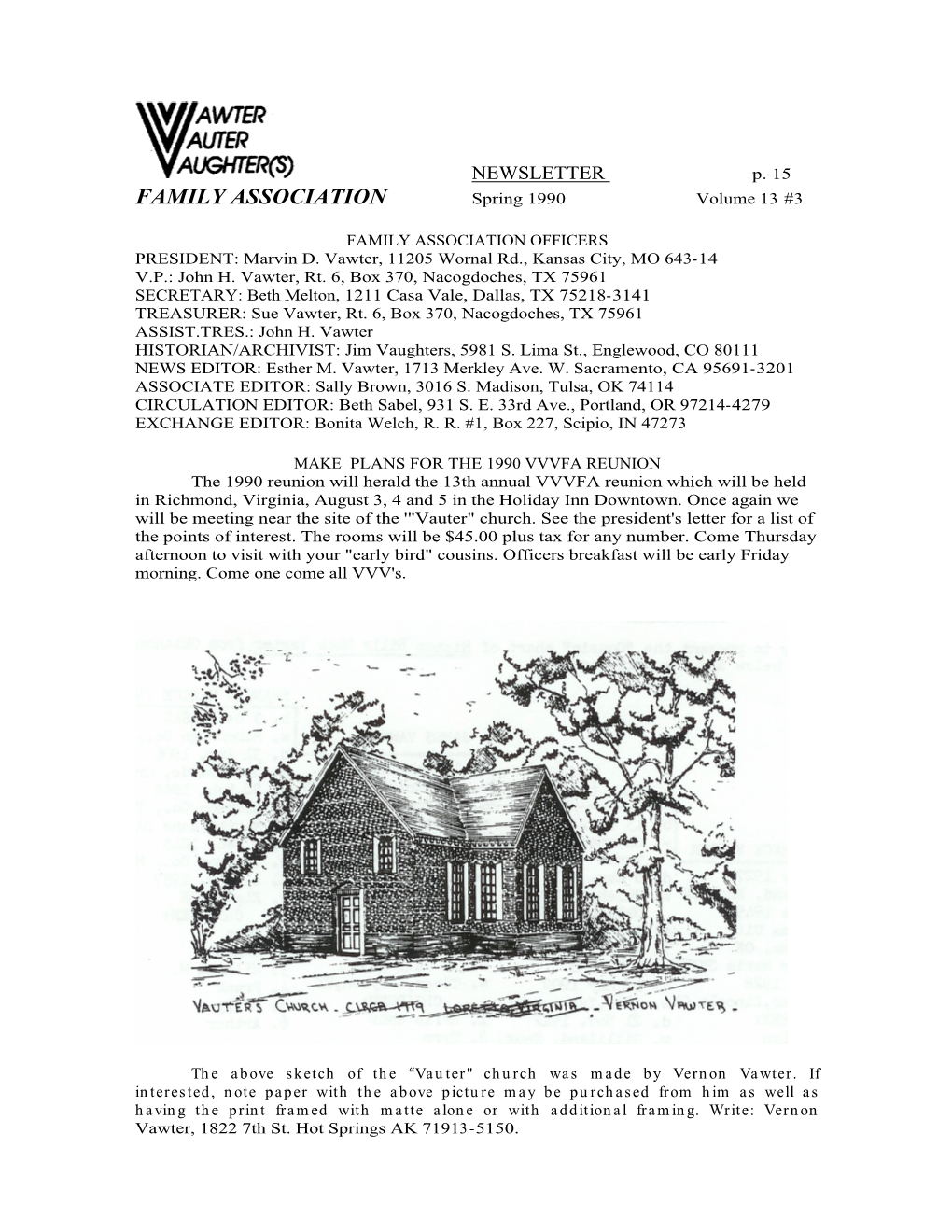 FAMILY ASSOCIATION Spring 1990 Volume 13 #3