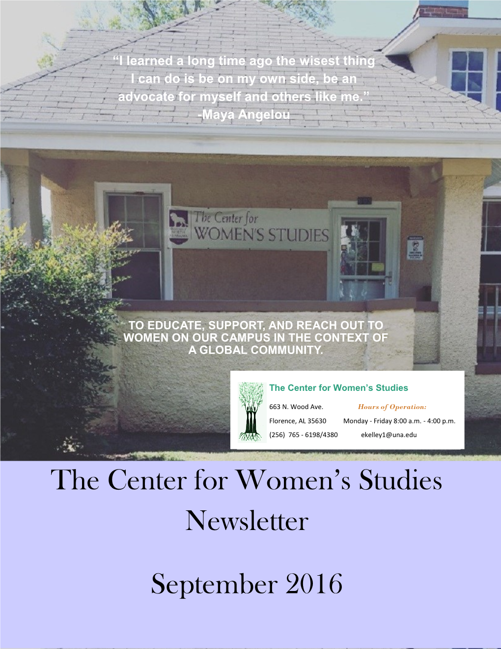 The Center for Women's Studies Newsletter September 2016