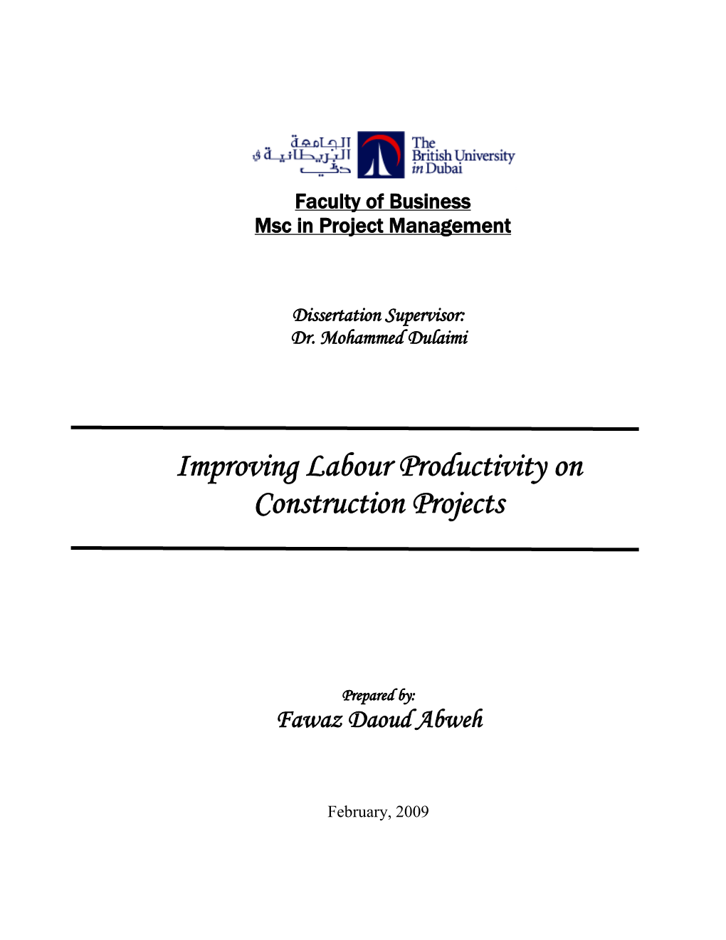 Improving Labour Productivity on Construction Projects