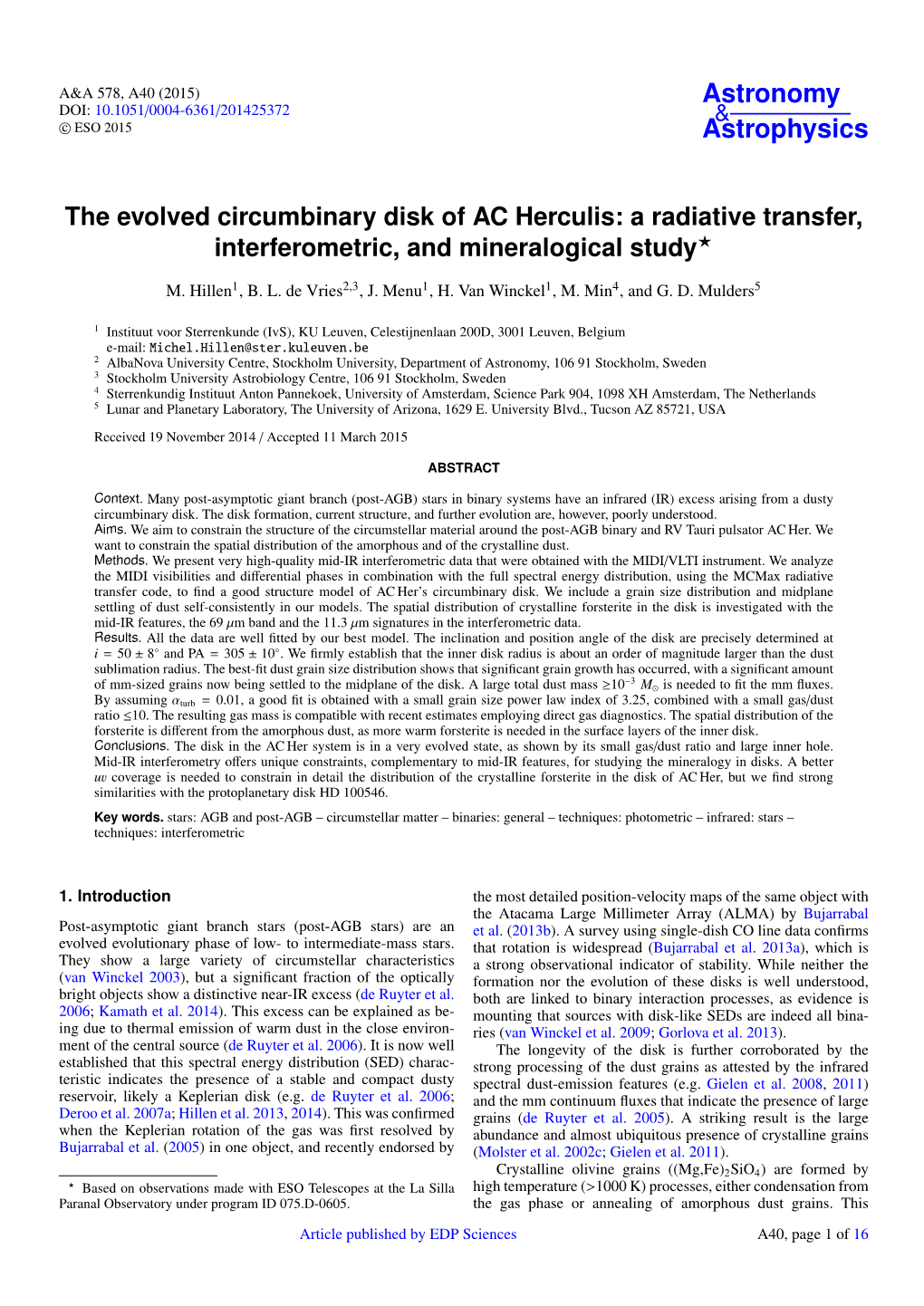 The Evolved Circumbinary Disk of AC Herculis: a Radiative Transfer, Interferometric, and Mineralogical Study?