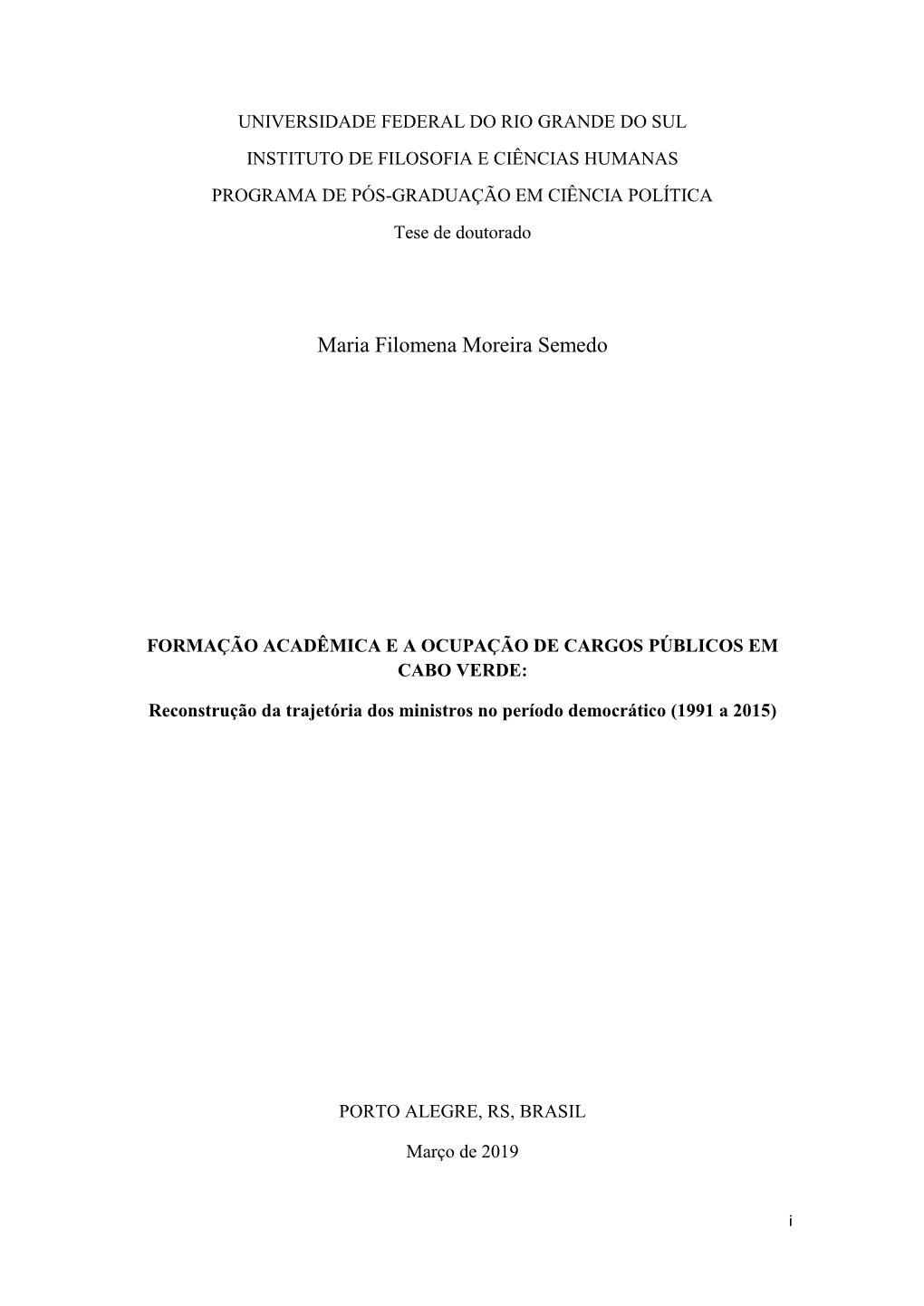 Formação Acadêmica E a Ocupação De Cargos Públicos Em Cabo Verde