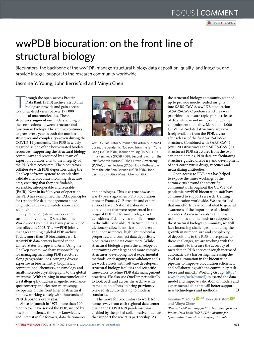 Wwpdb Biocuration: on the Front Line of Structural Biology