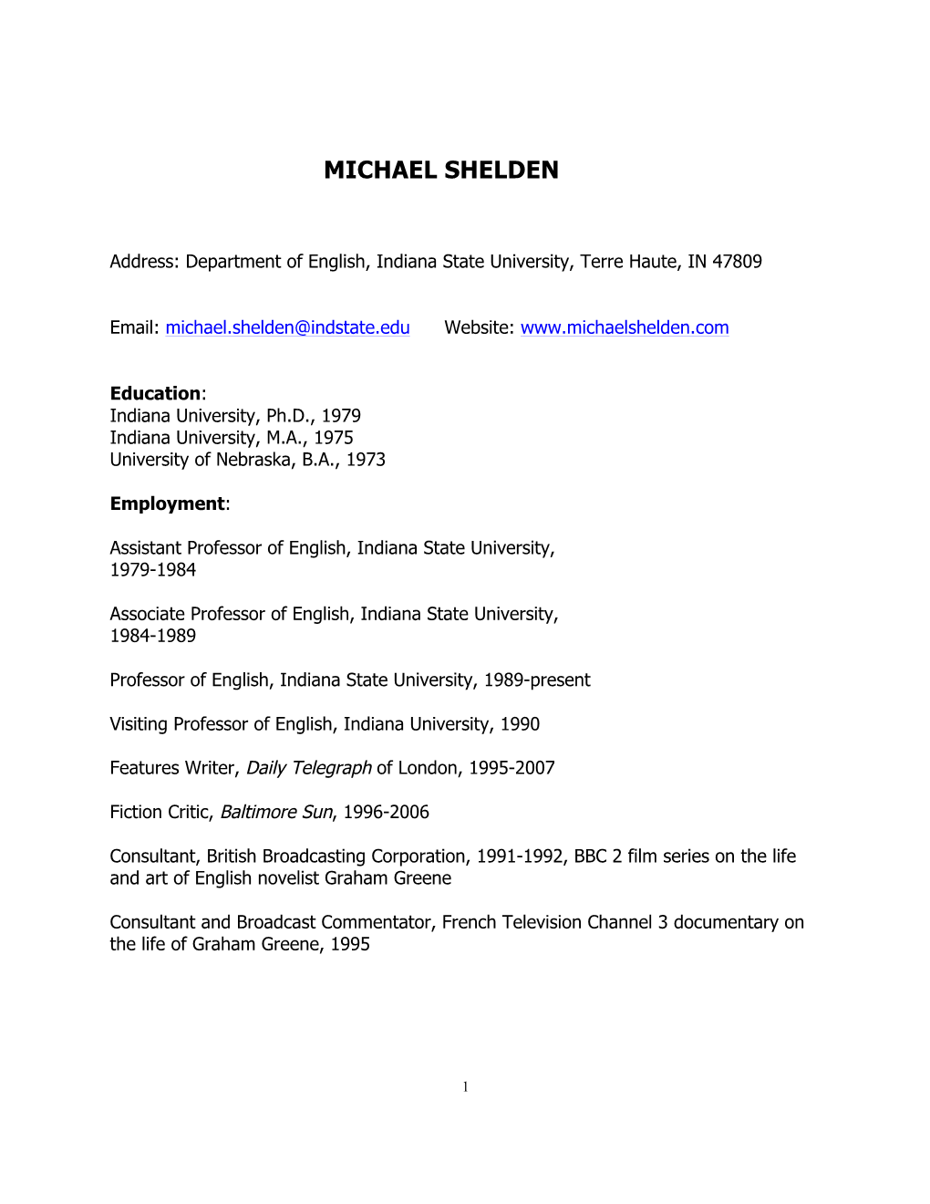 Michael Shelden Cv