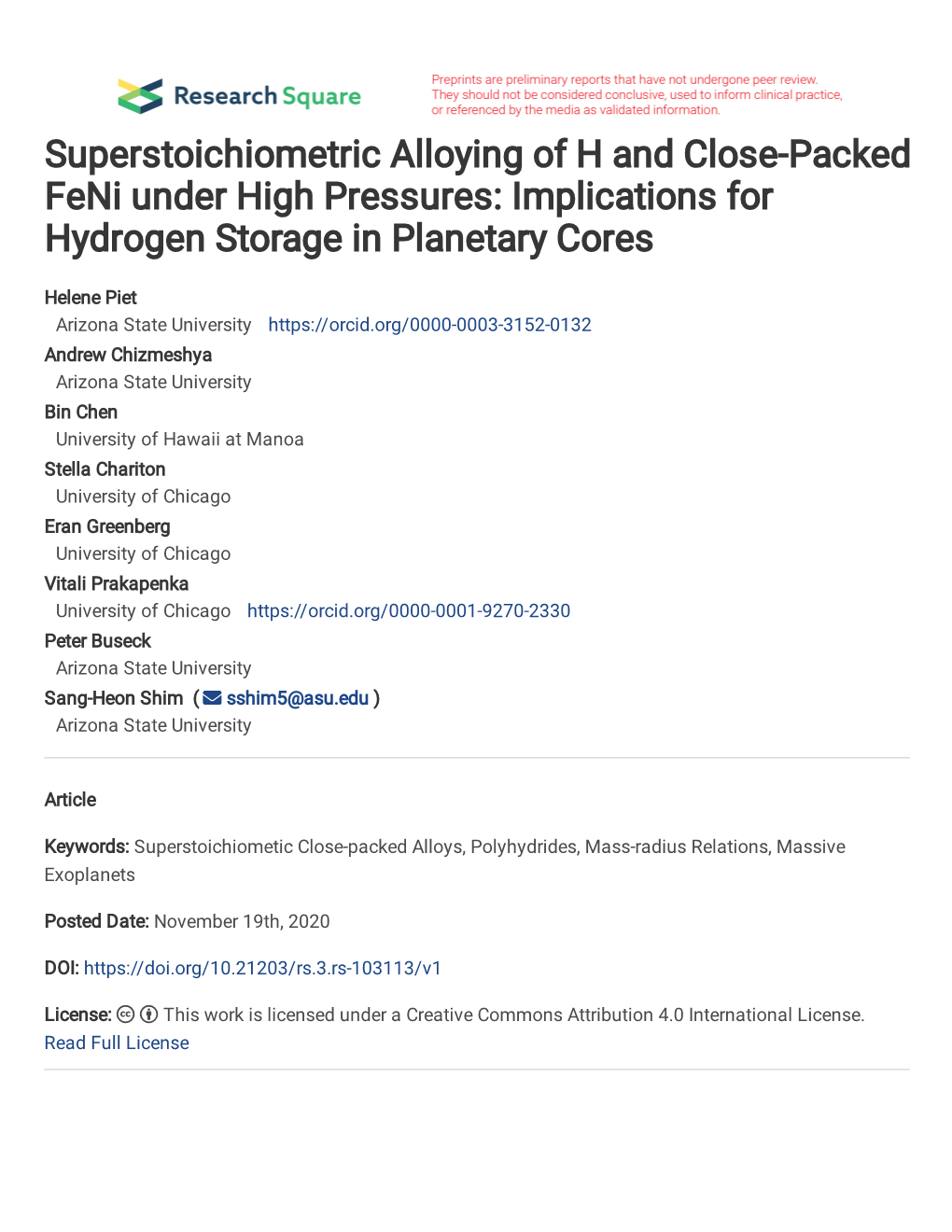 Implications for Hydrogen Storage in Planetary Cores