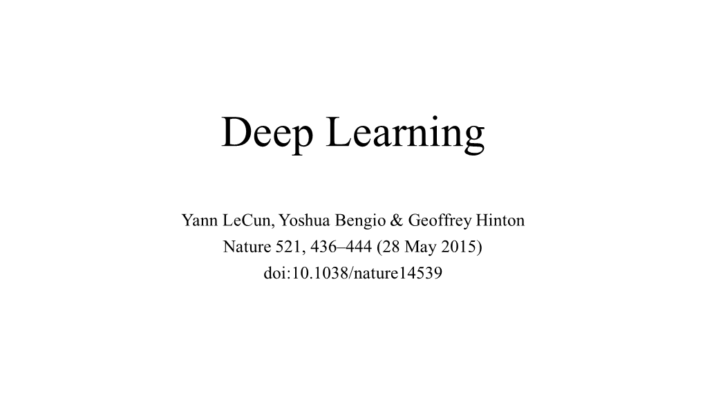 Deep Learning