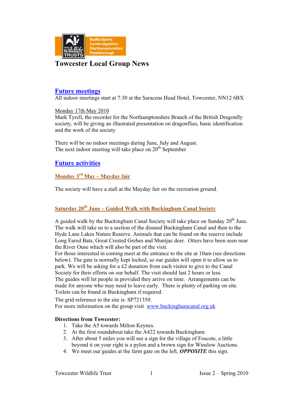 Newsletter Spring 2010