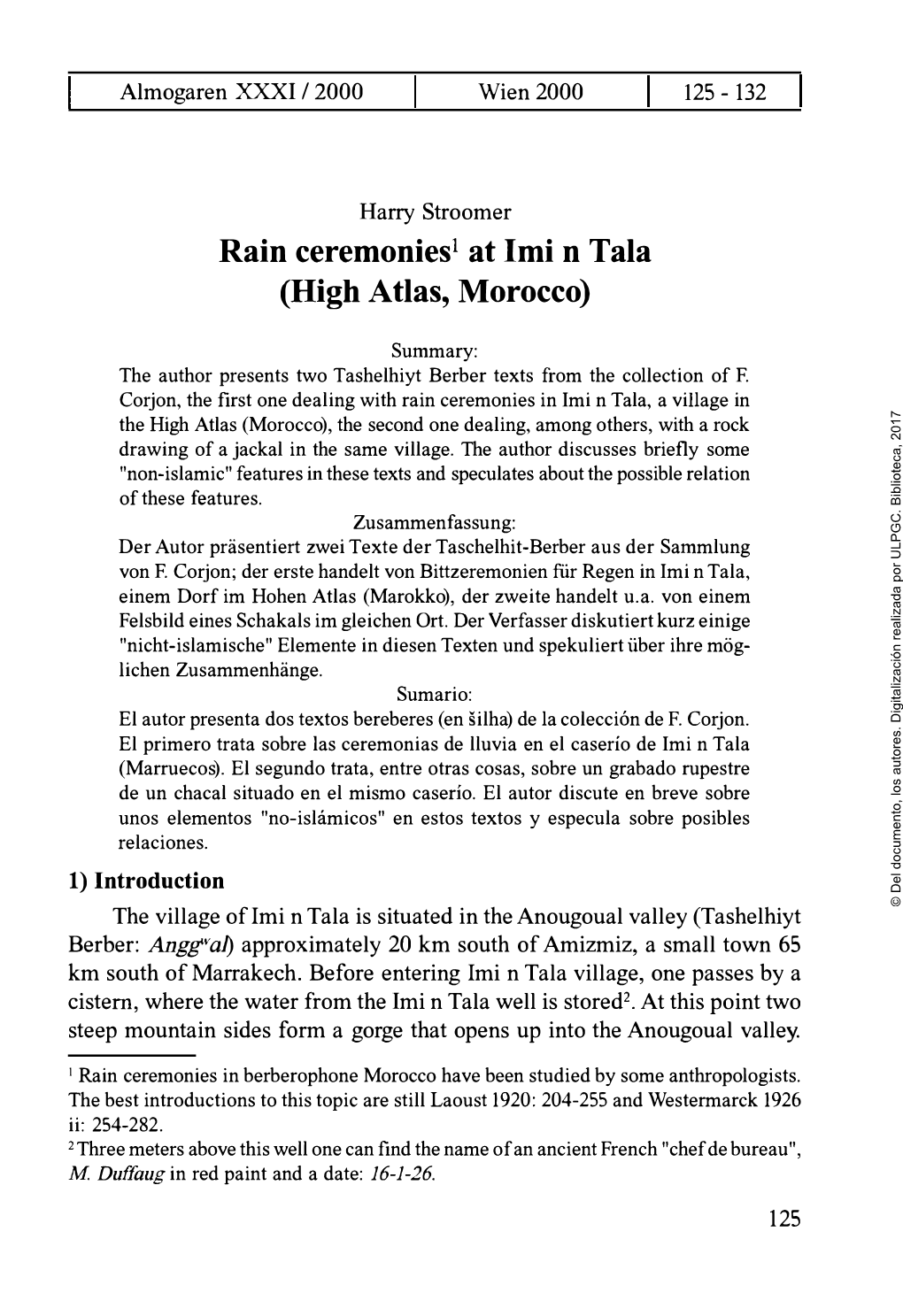 Rain Ceremonies at Imi N Tala (High Atlas, Morocco)