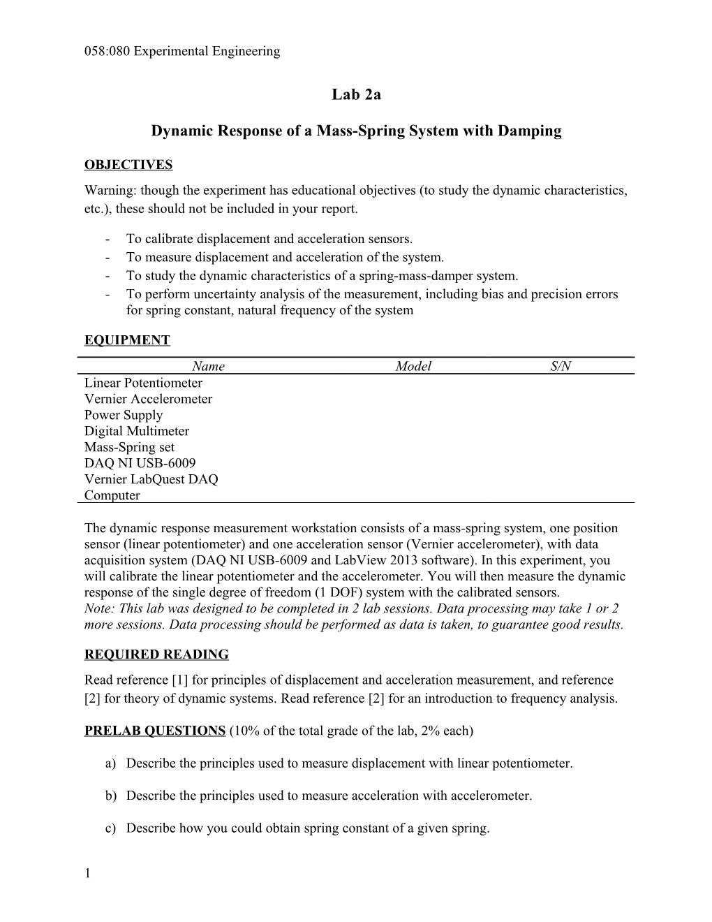 Dynamic Response of a Mass-Spring System with Damping