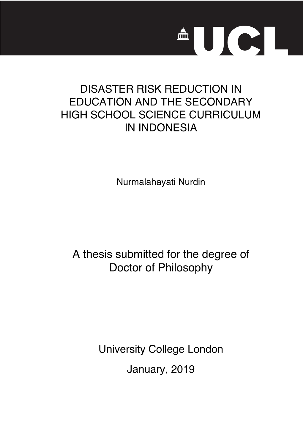 Disaster Risk Reduction in Education and the Secondary High School Science Curriculum in Indonesia