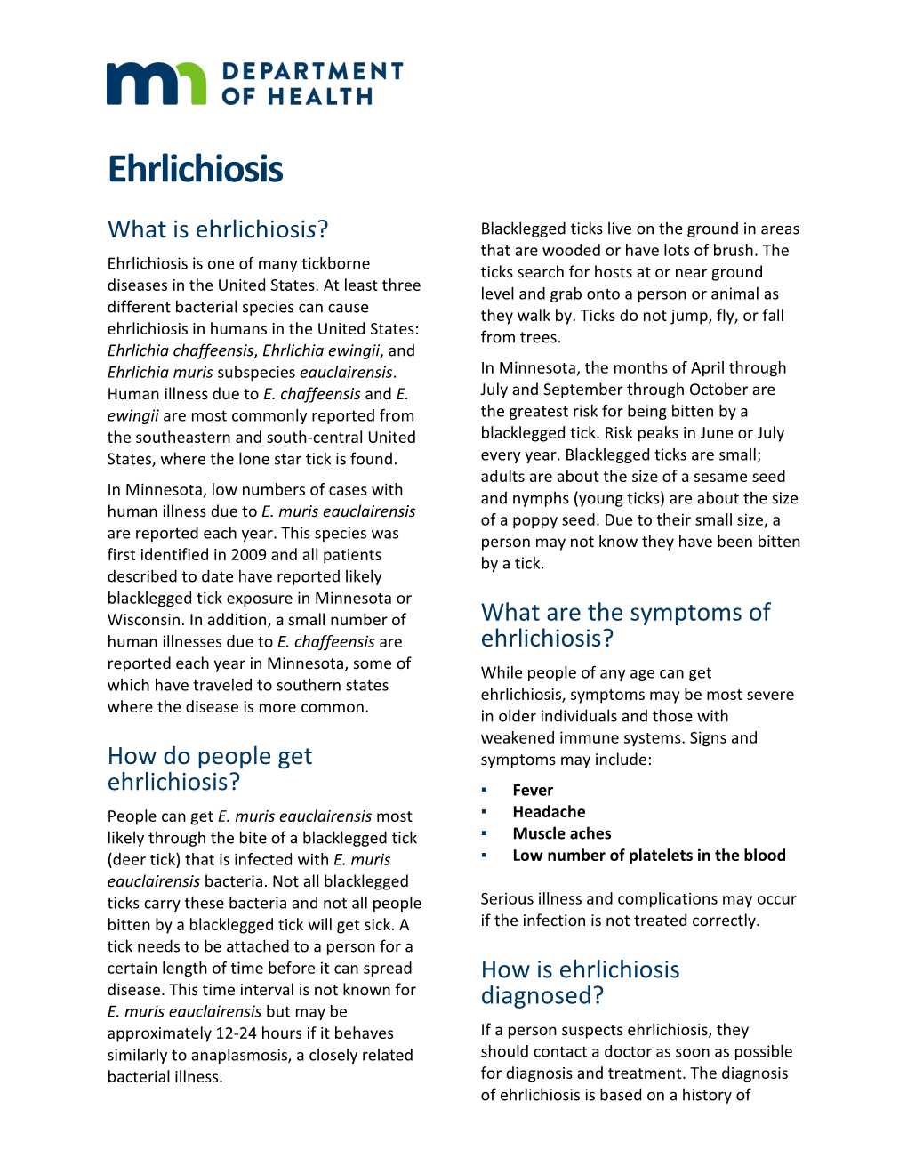 Ehrlichia Fact Sheet