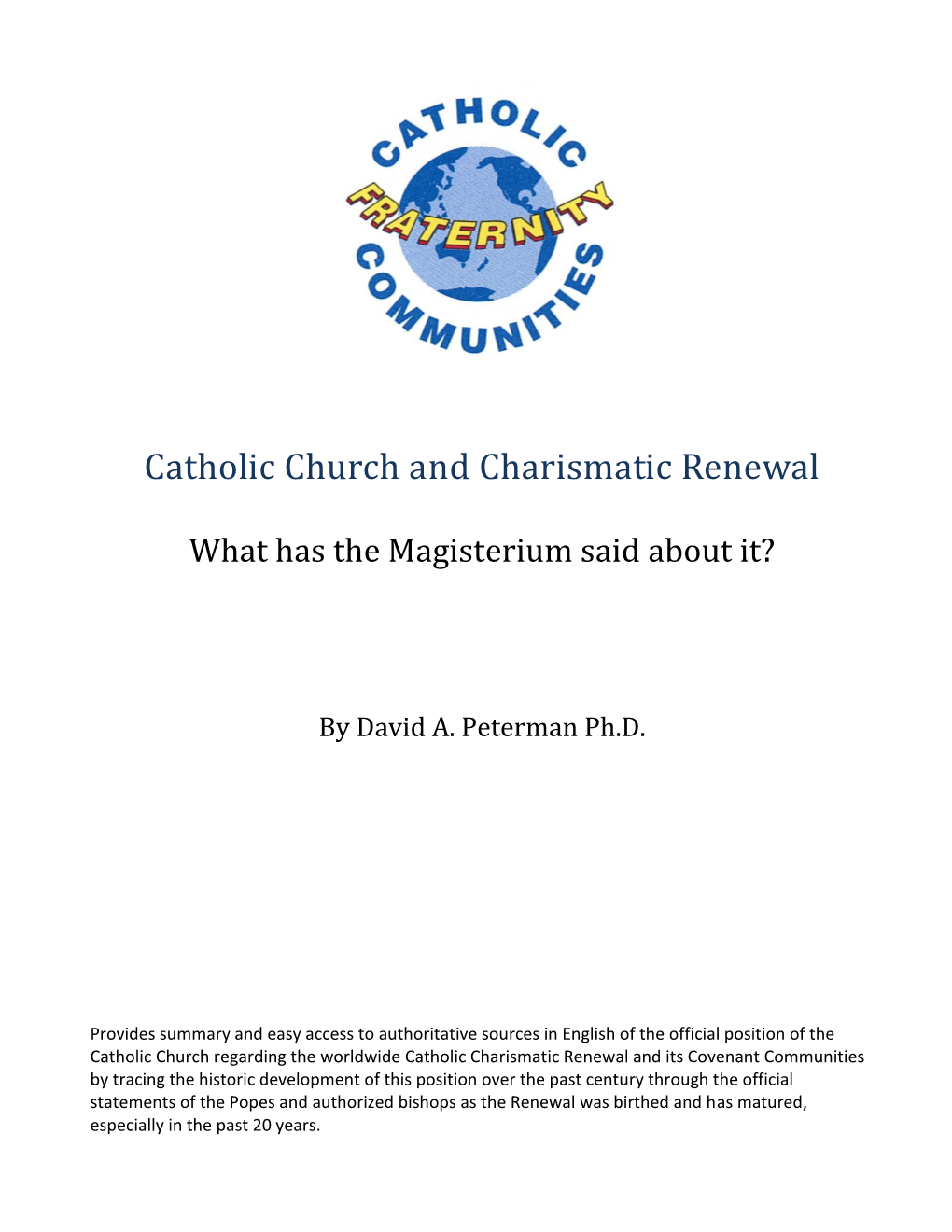 Catholic Church Affirms Charismatic Renewal