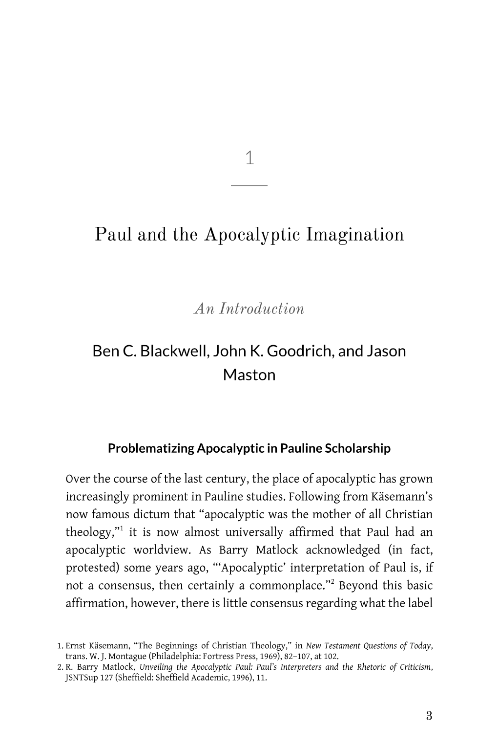 Paul and the Apocalyptic Imagination