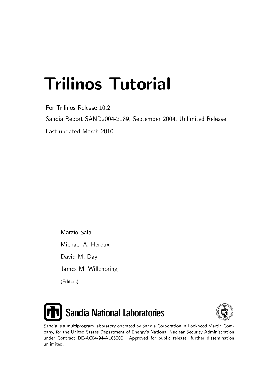 Trilinos Tutorial