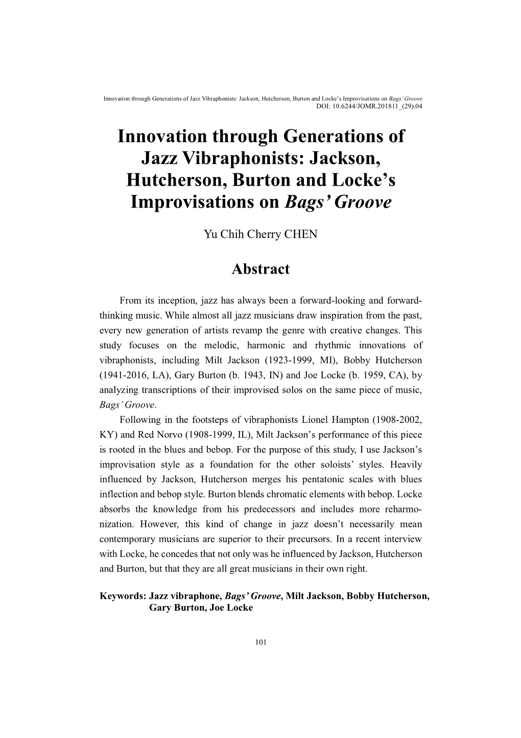 Jackson, Hutcherson, Burton and Locke's Improvisations on Bags