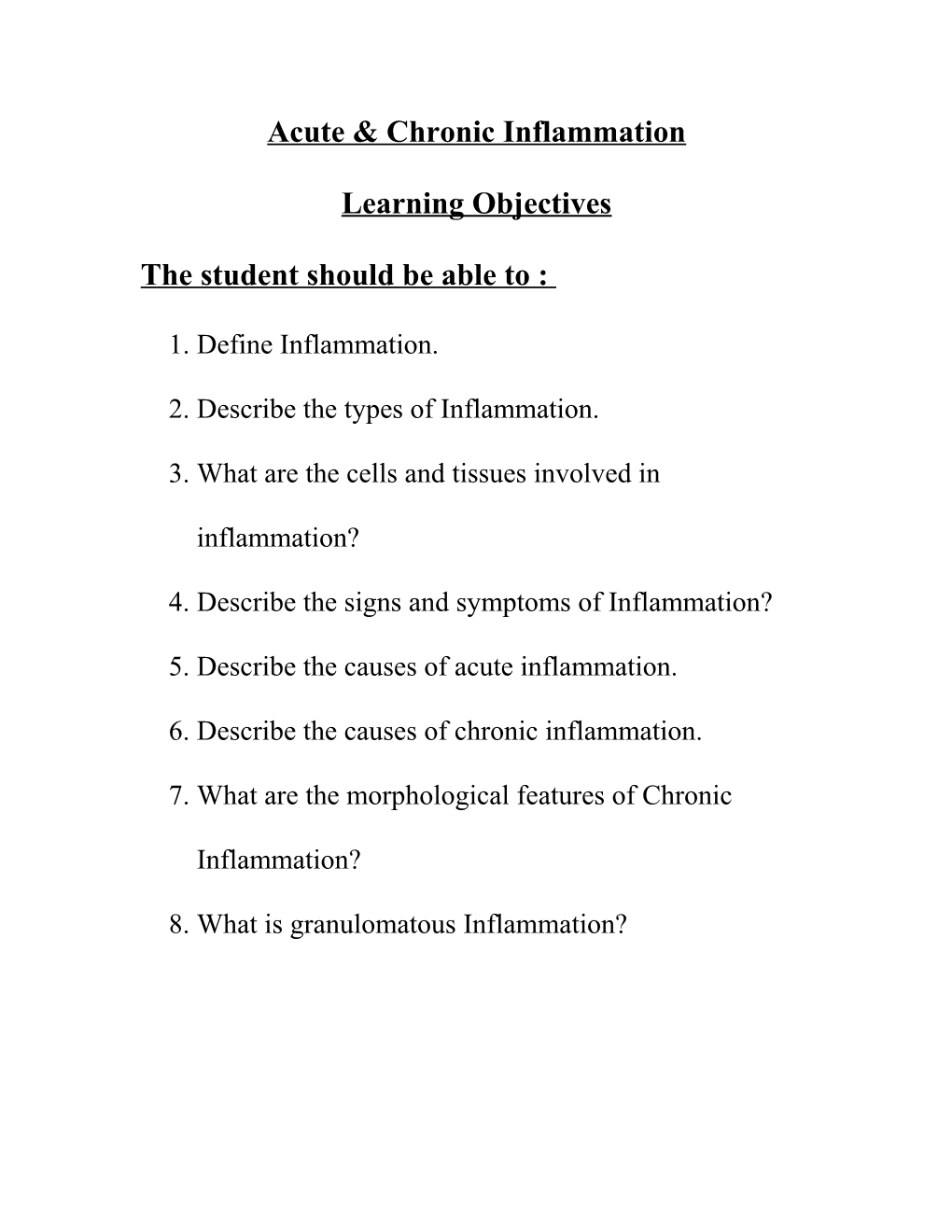 Acute & Chronic Inflammation