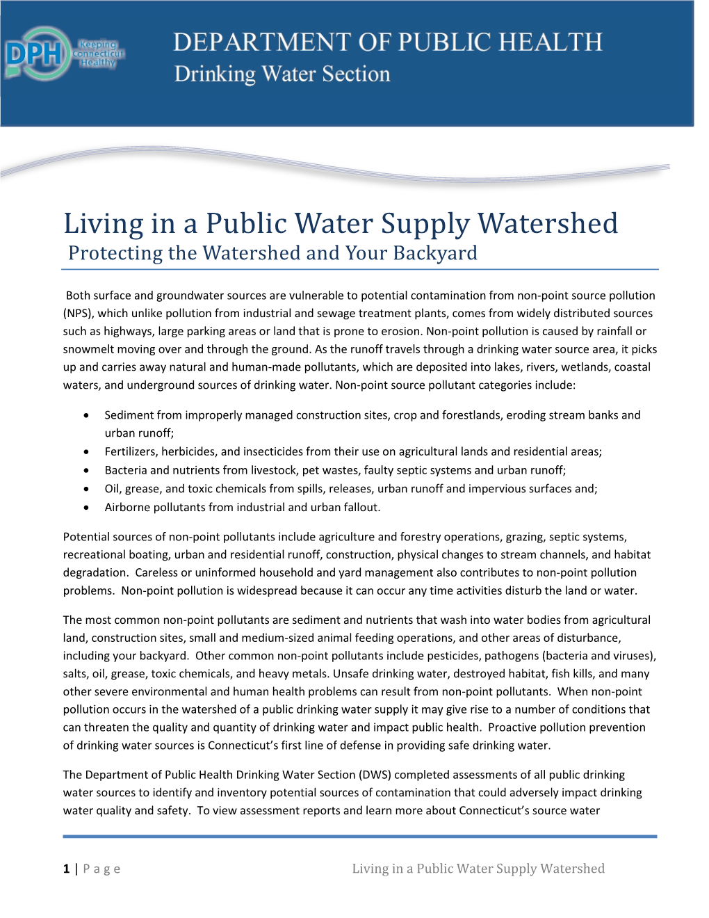 Living in a Public Drinking Water Supply Watershed