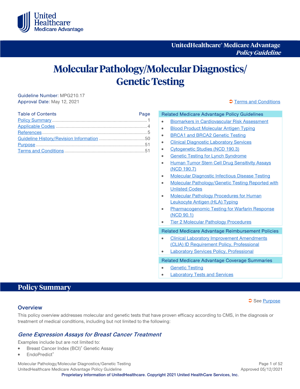 Molecular Pathology/Molecular Diagnostics/Genetic Testing