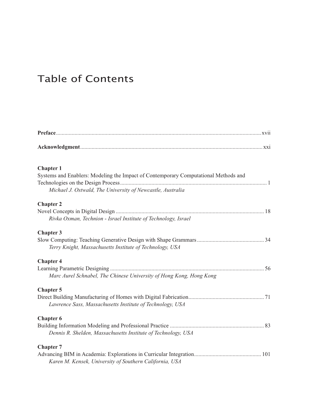 Table of Contents