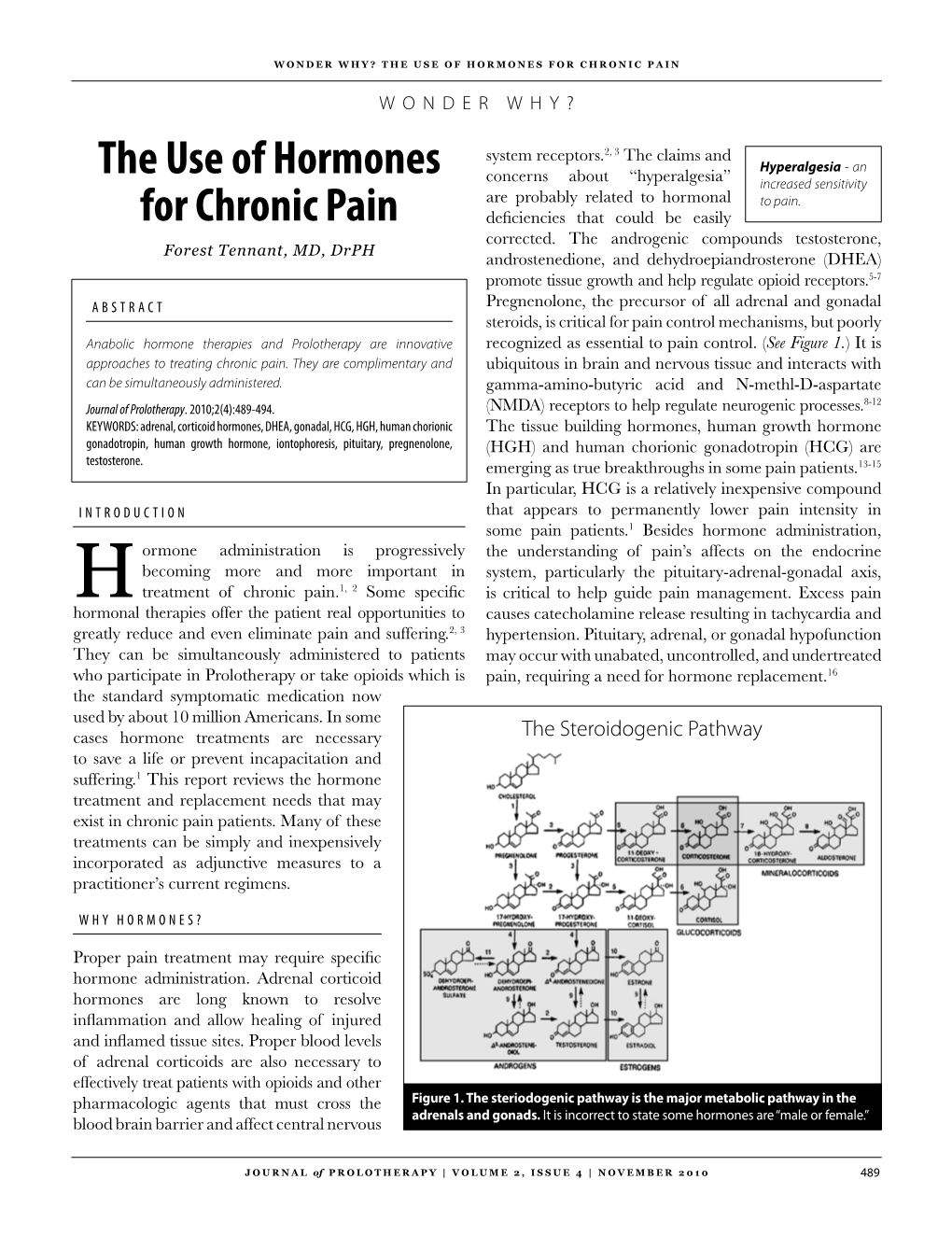 The Use of Hormones for Chronic Pain