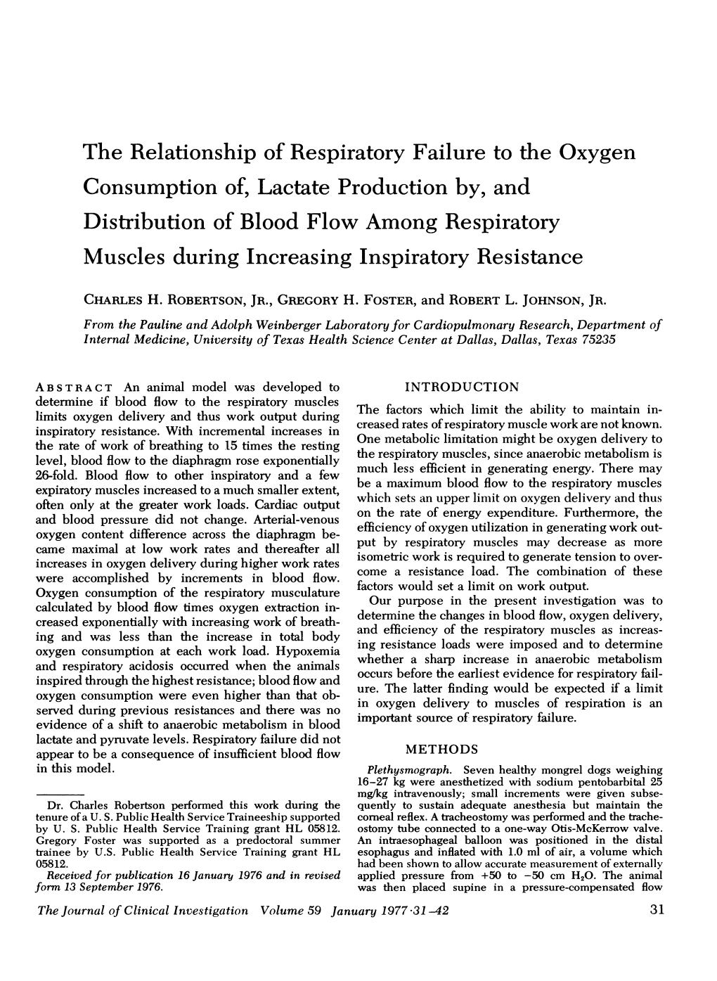 The Relationship of Respiratory Failure to the Oxygen Consumption