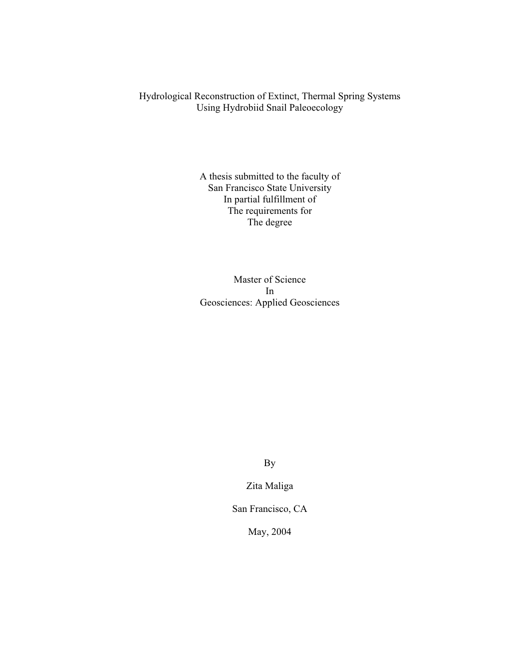 Hydrological Reconstruction of Extinct, Thermal Spring Systems Using Hydrobiid Snail Paleoecology