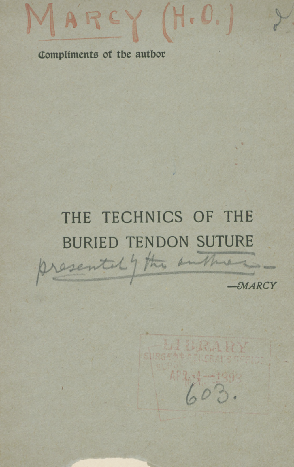 The Technics of the Buried Tendon Suture