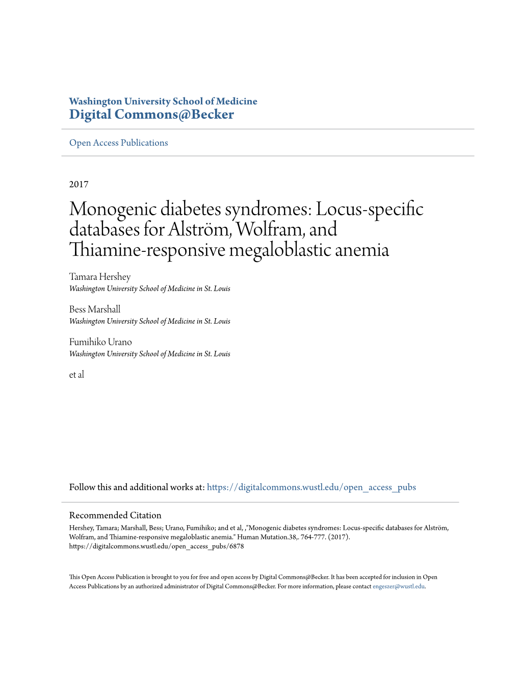 Monogenic Diabetes Syndromes